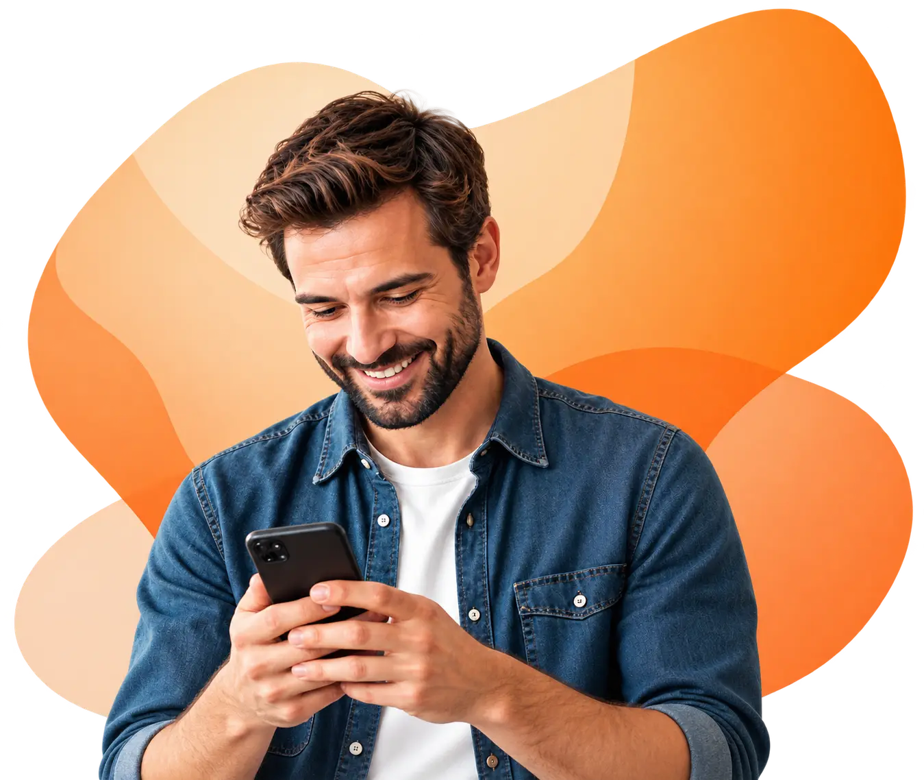 Smiling professional using a phone